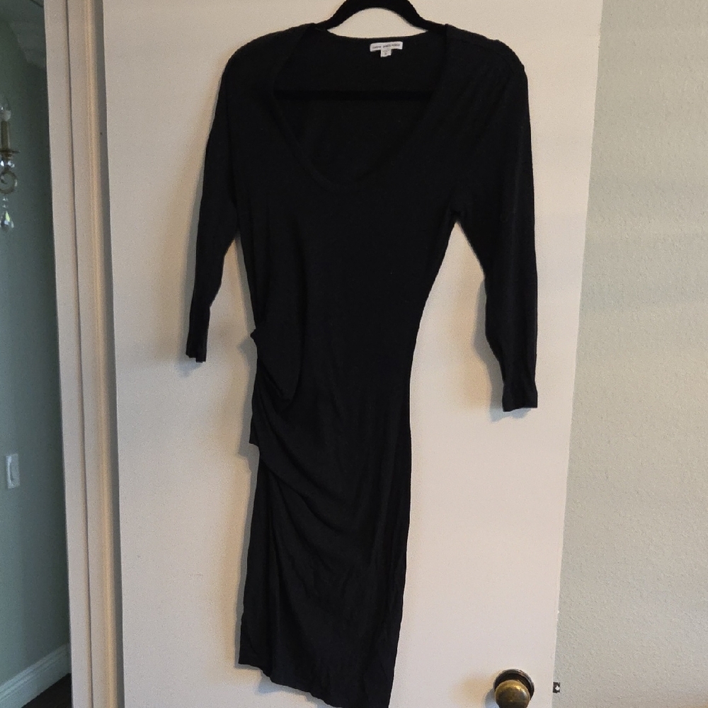 James Perse Black Bodycon Dress with Square Neck